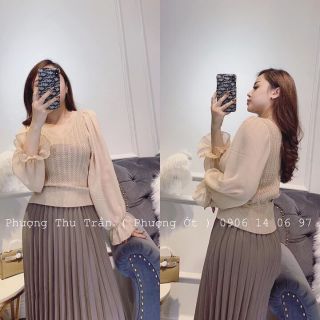 Áo len phối tay voan