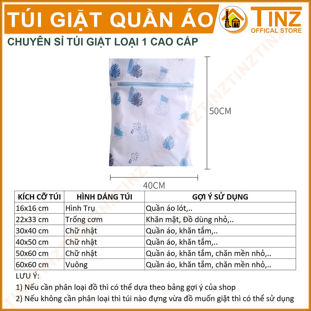 Túi Giặt TINZ VN Lá Cọ, Túi Lưới Giặt Đựng Áo Quần Cao Cấp Dành Cho Máy Giặt