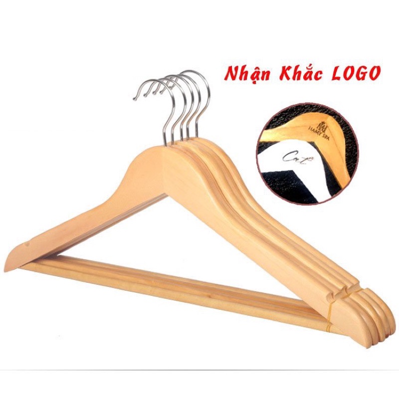 Combo 60 móc gỗ thanh ngang 44.5cm khắc logo