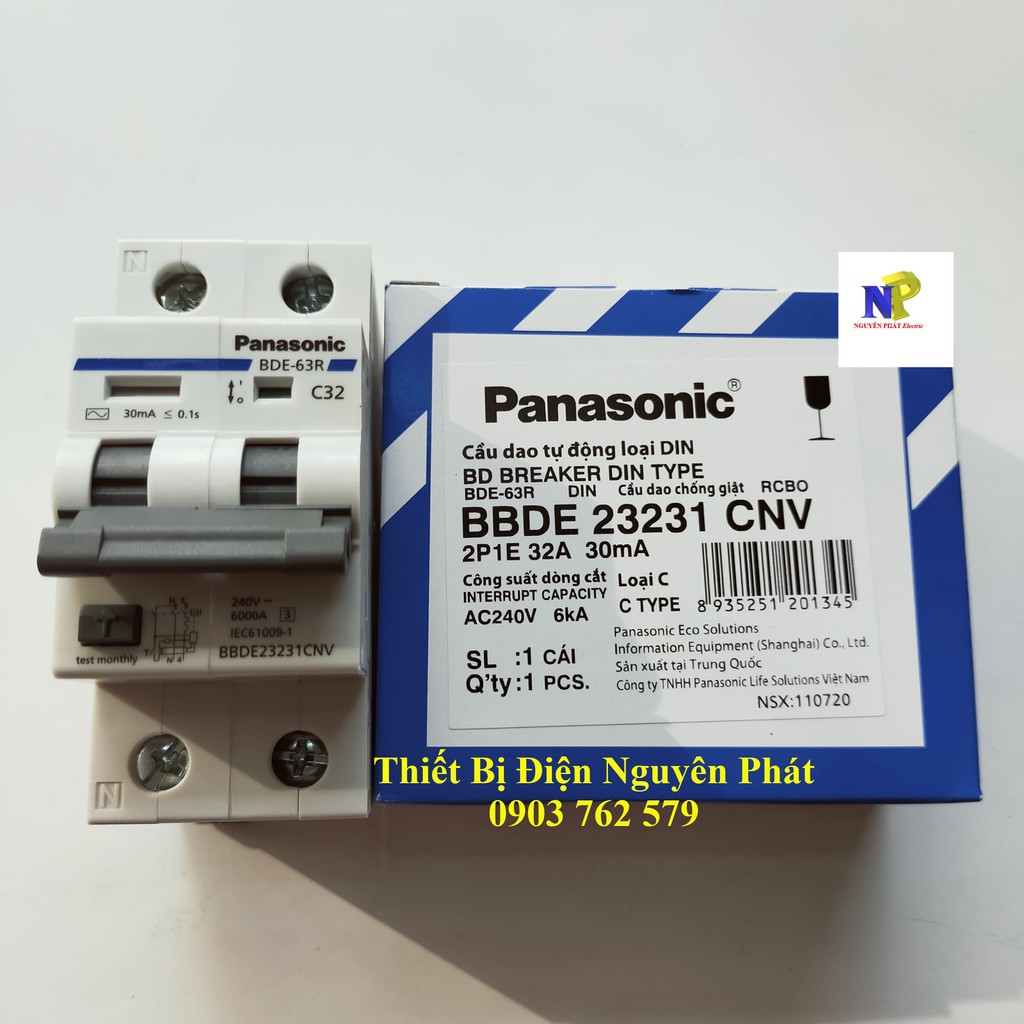 [PANASONIC] Cầu Dao Chống Giật RCBO Bảo Vệ Quá Tải, Ngắt Mạch, Chống Rò