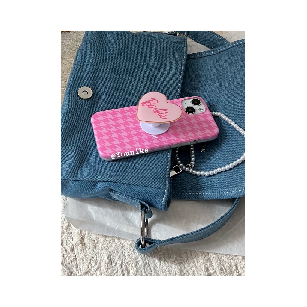 Ốp Điện Thoại Mềm Họa Tiết Caro Màu Hồng Nữ Tính Cho 15 / 13pro / 12promax / 14 / 11