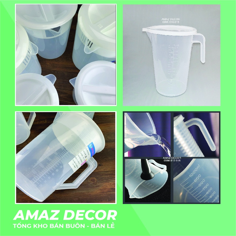 GIÁ gốc tận xưởng Ca cốc ly đong nhựa đinh lượng pha chế chia vạch có nắp 500ml-1l-2l-3l-5l chịu nhiệt cao