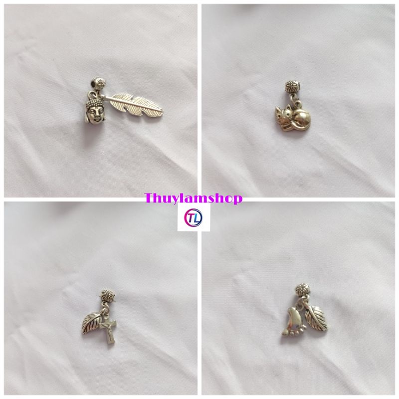 Charm ống lùa bạc thái mic vòng xỏ handmade làm trang sức xỏ DIY