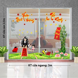 Decal trang trí tết combo tết ông đồ già vui xuân như ý