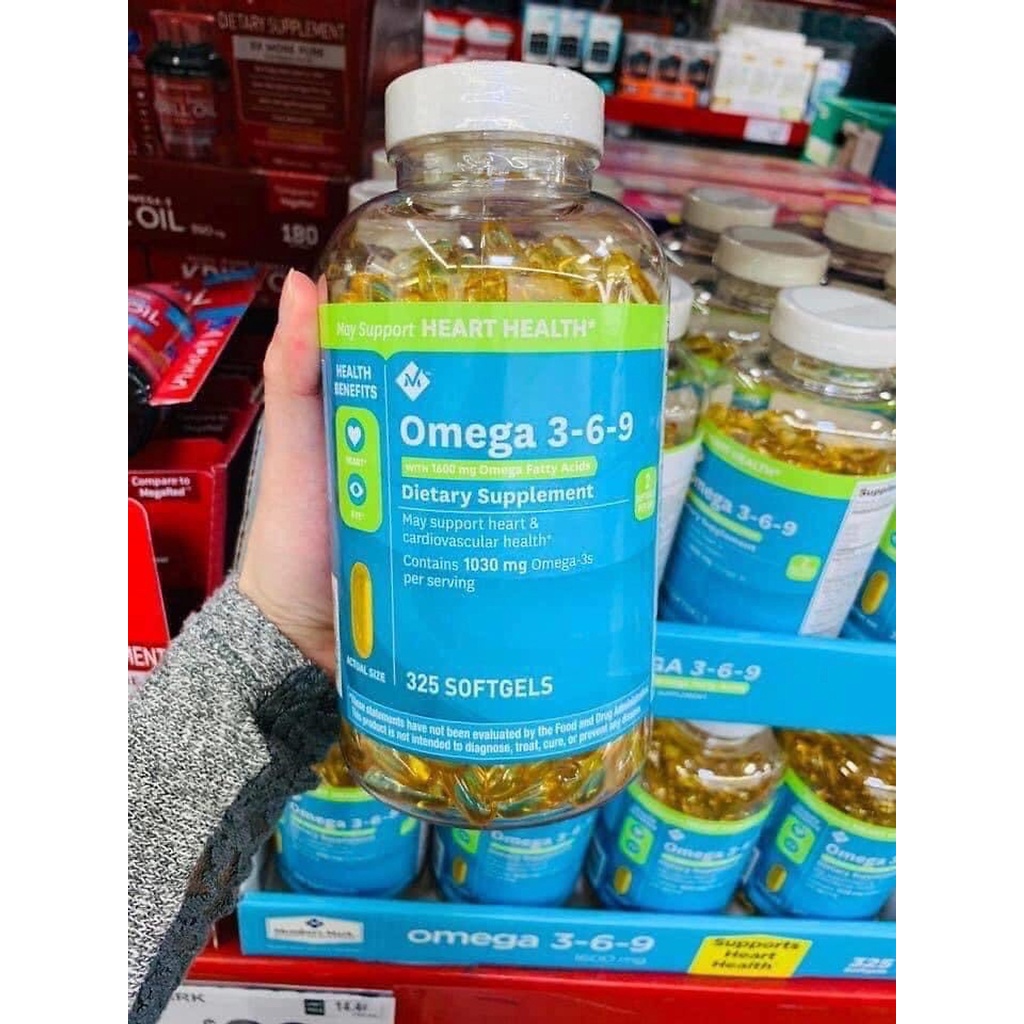 Viên uống Omega 369 Của Mỹ 325 Viên - omega 3-6-9 Member's Mark Supports Heart Health