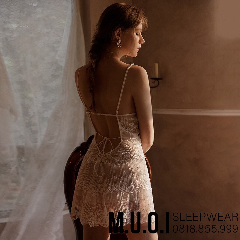 Váy ngủ ren sexy pha lê siêu - SX 34 - QUẢNG CHÂU  cao cấp - Hàng có sẵn( video+ảnh thật)