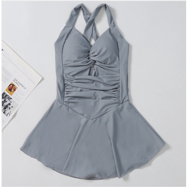 BBB Women's Swimsuit One-piece Small-chest Belly-covering with Boxer Swimwear