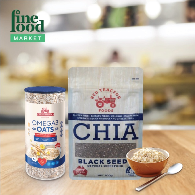 [Combo sức khỏe] Yến mạch omega3 oats Red Tractor Foods  dạng hũ 500gr + Hạt chia đen Red Tractor Foods gói 500gr