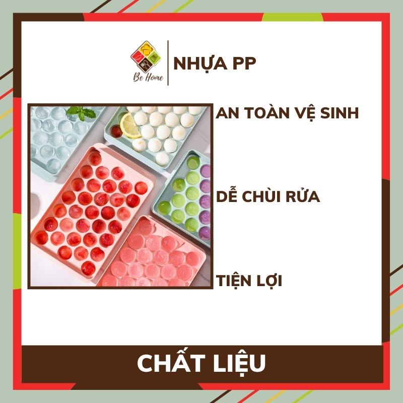 Khay đá viên tròn BEHOME khuôn làm đá có nắp đậy thông minh hình viên bi 33 viên [GIAO MÀU NGẪU NHIÊN]