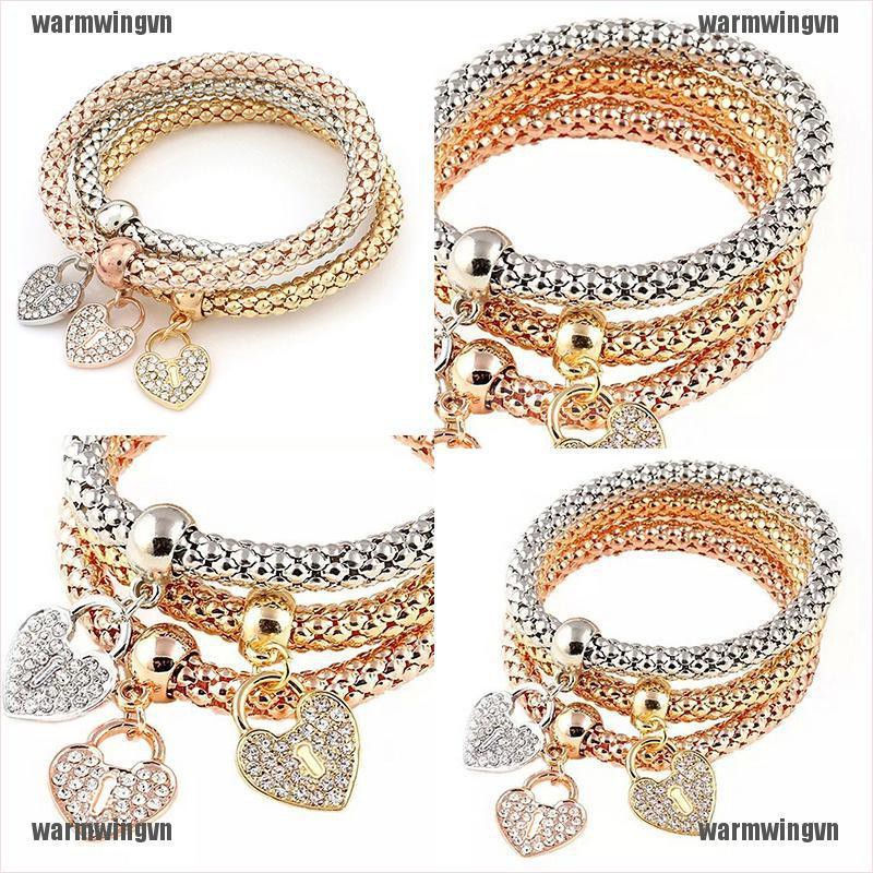 3 Vòng Tay Co Dãn Đính Đá Thời Trang Cho Nữ