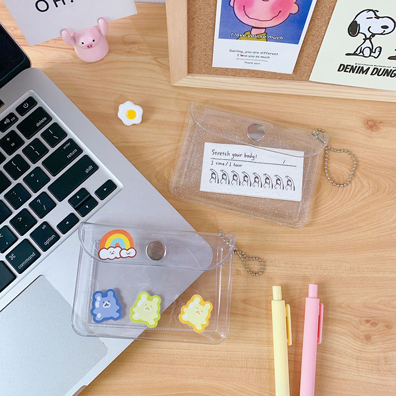 【cfh】Ví Đựng Thẻ Bằng Nhựa Trong Suốt Xinh Xắn Tiện Dụng