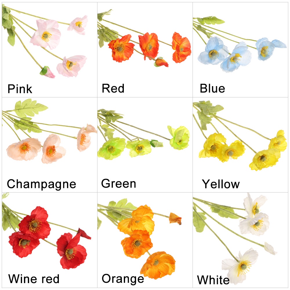 Nhánh Hoa Anh Túc Nhân Tạo Nhiều Màu Chất Lượng Cao Dùng Để Trang Trí Nhà Tiệc Cưới