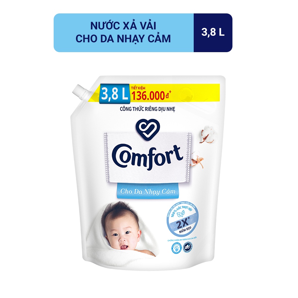 Combo Túi Nước Giặt Omo Matic Baby 3.6L + Nước xả vải Comfort Cho Da Nhạy Cảm Túi 3.8L - Phù hợp với cả em bé