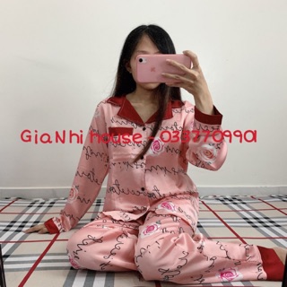 Bộ pijama lụa satin tay dài quần dài