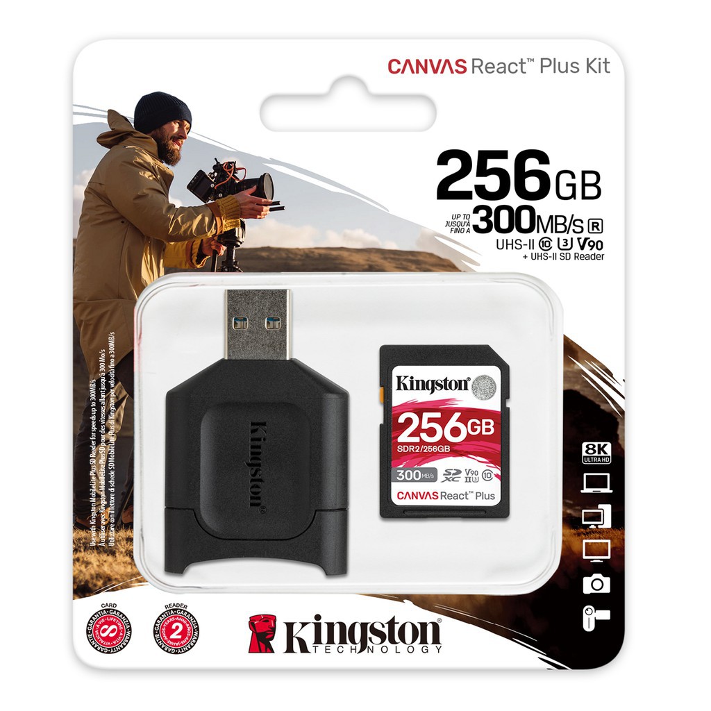 Thẻ Nhớ SD Kingston Canvas React Plus V90 256GB 300mbs/260mbs UHS II cho camera quay phim chuyên nghiệp 4K/8K MLPR2/256 | BigBuy360 - bigbuy360.vn