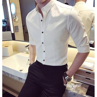 Áo sơ mi nam công sở, áo sơ mi nam dài tay form body vải mềm mịn không nhăn (Trắng)