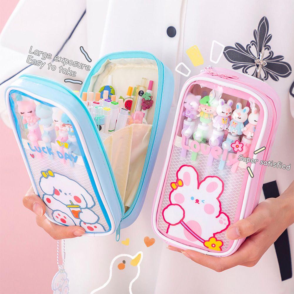 CHOOKEY Túi Đựng Bút Trong Suốt Họa Tiết Hoạt Hình Dễ Thương