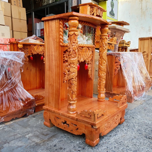 Bàn thờ thần tài ông địa gỗ xoan ngang 42cm x 68cm giá sỉ 0388822838