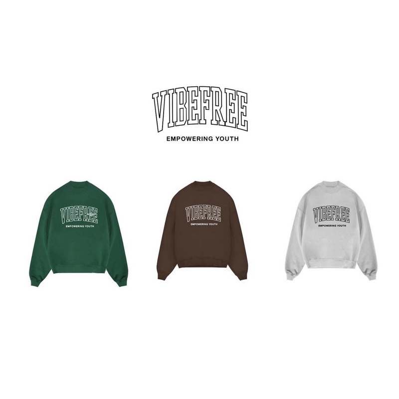 Áo Sweater Nỉ LOGO THÊU dài tay VIBE FREE