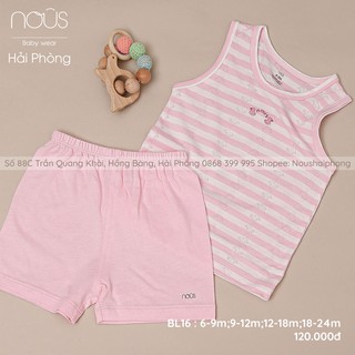Nous Bộ Ba Lỗ Kẻ Hồng Trắng (Size Từ 6-9 Tháng Đến 18-24 Tháng)