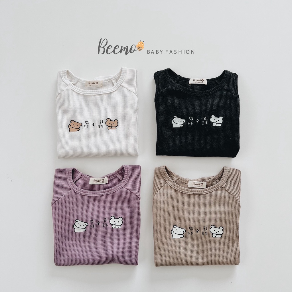 Áo phông cho bé trai gái Beemo, Chất liệu cotton Hàn, may tổ ong thoáng mát, form dáng unisex 4 màu cực xinh B112