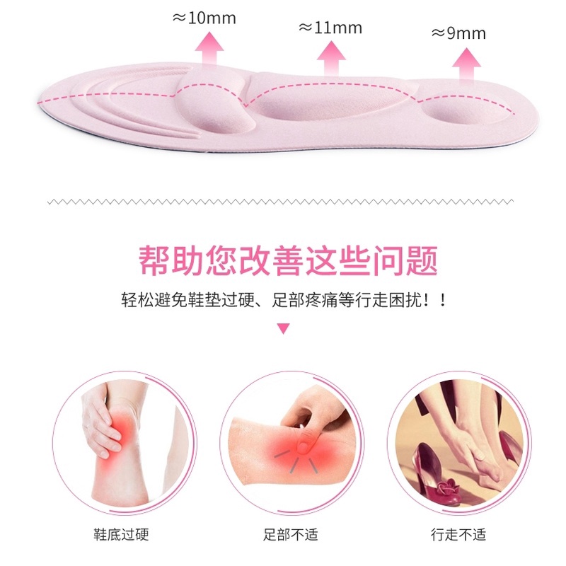 Miếng Lót Giày Cao Gót 4D Mềm Mại Giúp Giảm Đau Hiệu Quả