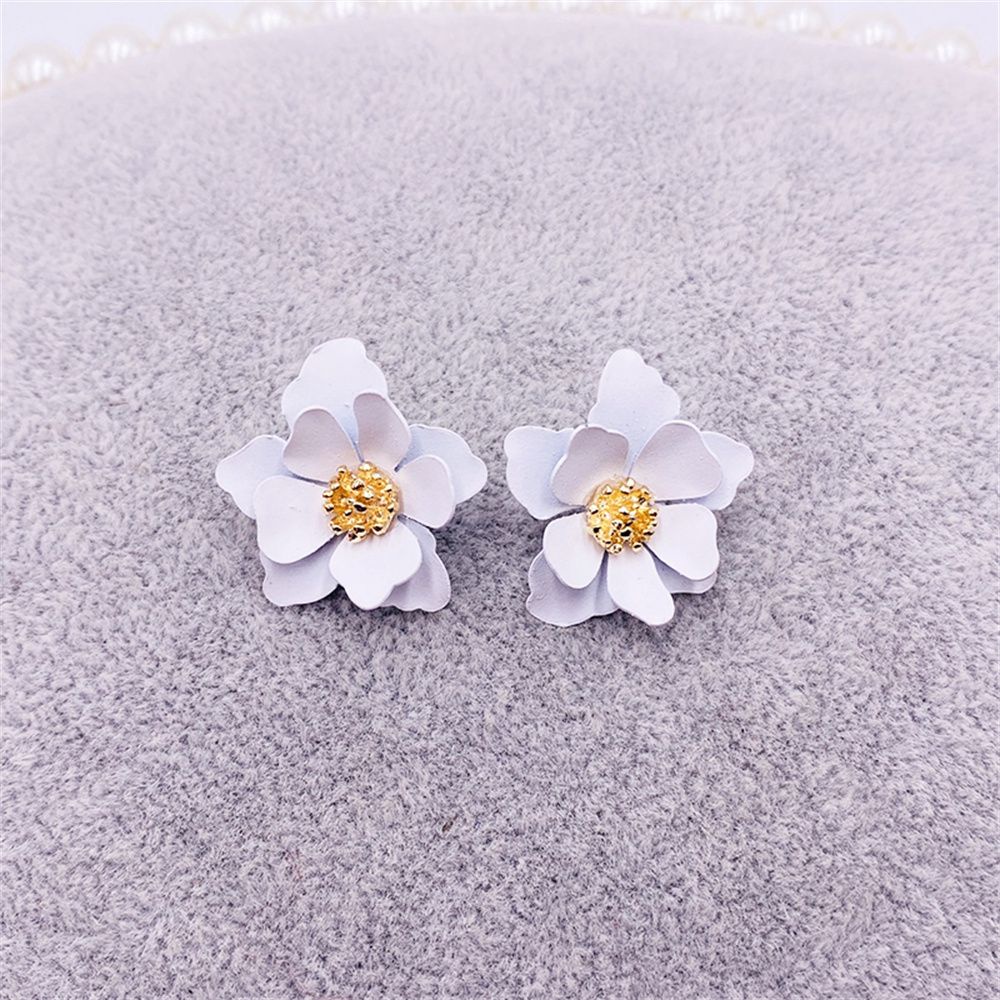 Khuyên Tai Kim Loại Hình Hoa Nhiều Màu Sắc Mihan1