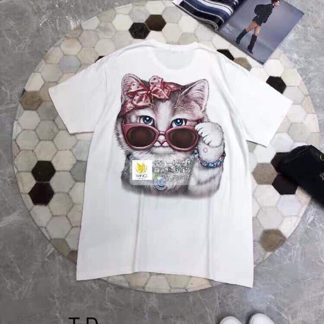 Áo thun in mèo đeo kính 3D siêu đẹp