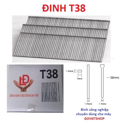 Đinh ghim T25 - T32 - T38 - T45 - T50, hộp 2500 cây đinh T bắn gỗ công nghiệp, Ghim T bấm gỗ thùng pallet, Kim T bắn gỗ