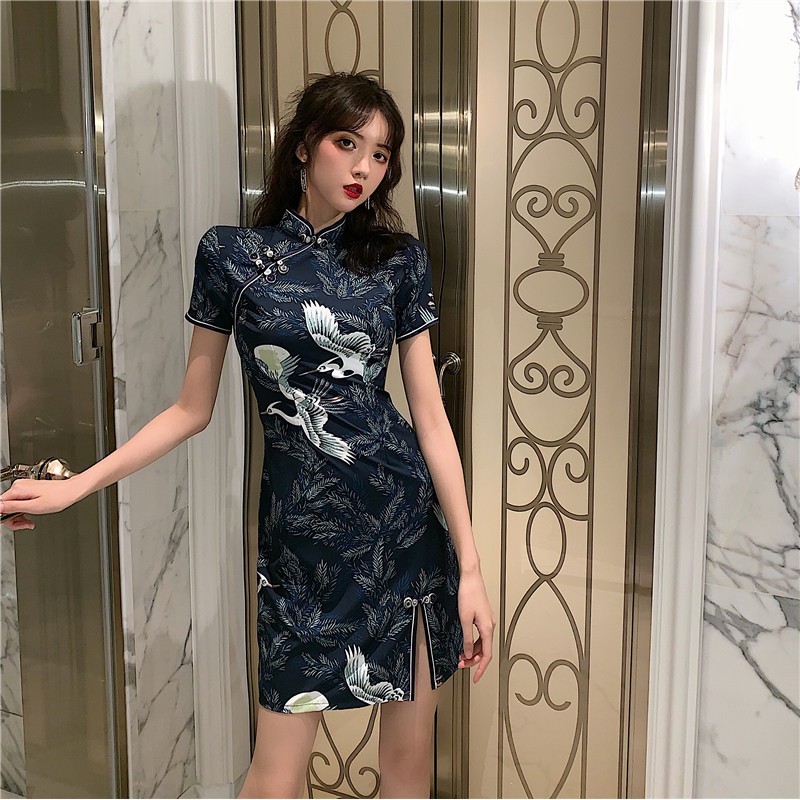 Sườn xám hạc Trung Quốc đủ size