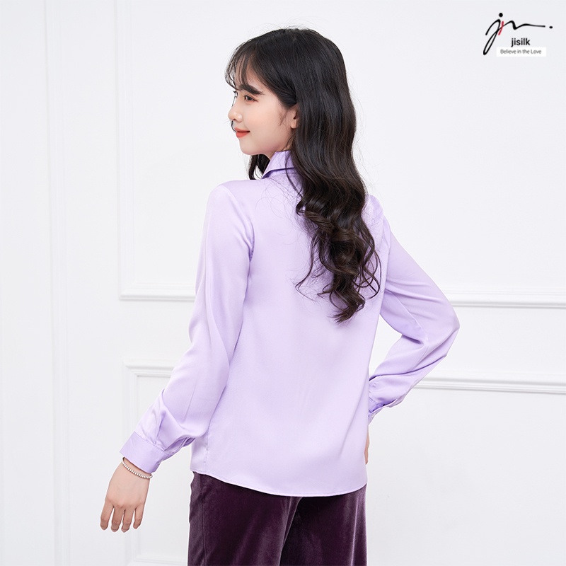 Sơ mi trắng nữ jisilk tay dài công sở lụa trắng đen be đỏ tím Gerwon L.SM2-01