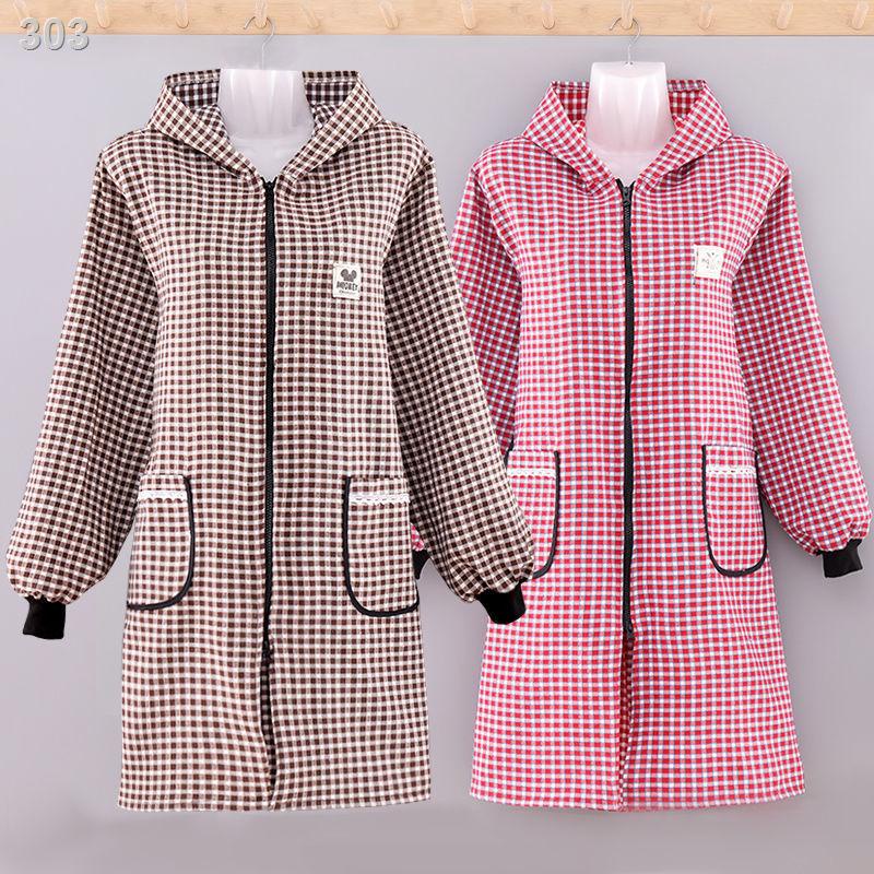 【bán chạy】Tạp dề cotton, quần yếm nữ dài tay thấm dầu, người lớn đi làm, áo bộ đồ cotton đang mặc, khoác nấu ăn gia đìn