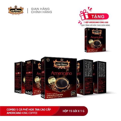 Combo 6 Cà Phê Hòa Tan Americano KING COFFEE - Hộp 15 gói x 1g