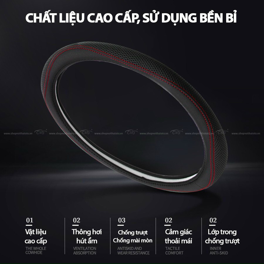 Bọc Vô Lăng Da Cao Cấp Giá Rẻ, phù hợp các dòng xe có đường kính vô lăng 37-38cm