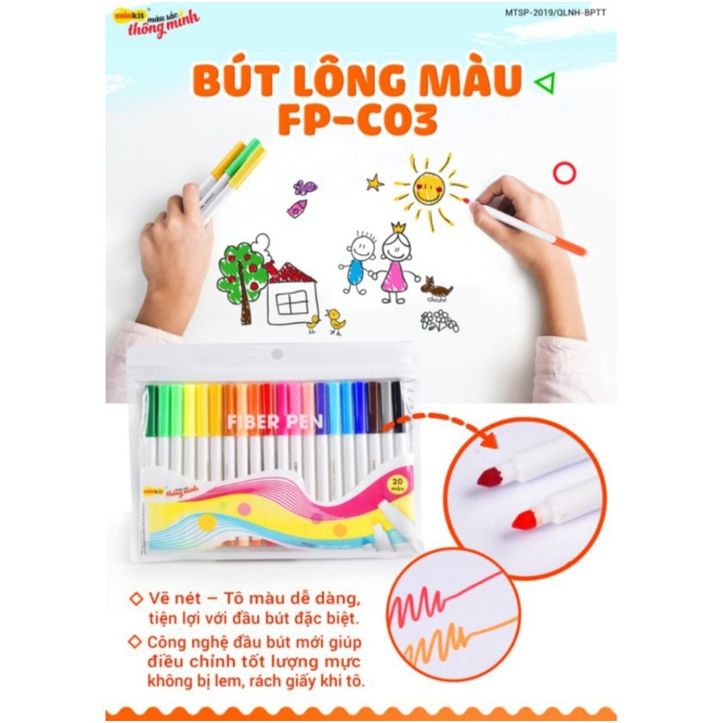 [Nowship] BÚT LÔNG MÀU Fiber Pen Colokit 20 Màu, 36 Màu, Bút Viết Calligraphy, Hán Tự, Thư Pháp - Hàng Chính Hãng TL