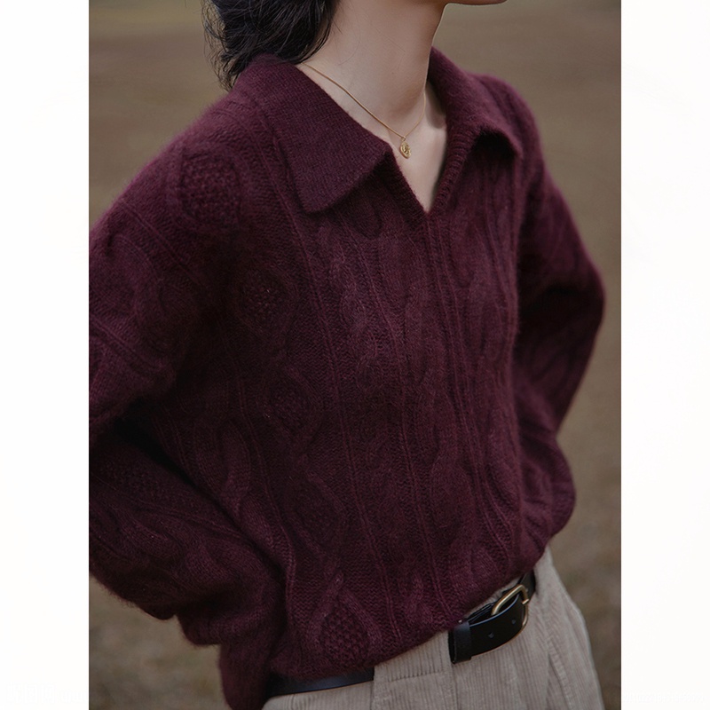 (Có sẵn) Áo len dệt kim trơn basic dáng rộng chất liệu mềm mại