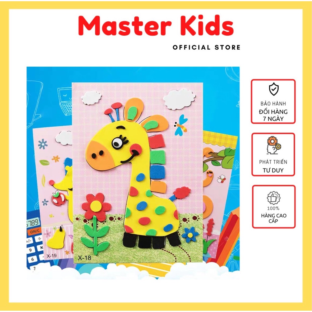 [Đồ chơi trí tuệ] Tranh dán xếp hình 3D bằng xốp nhiều chủ đề đáng yêu cho bé Master Kids