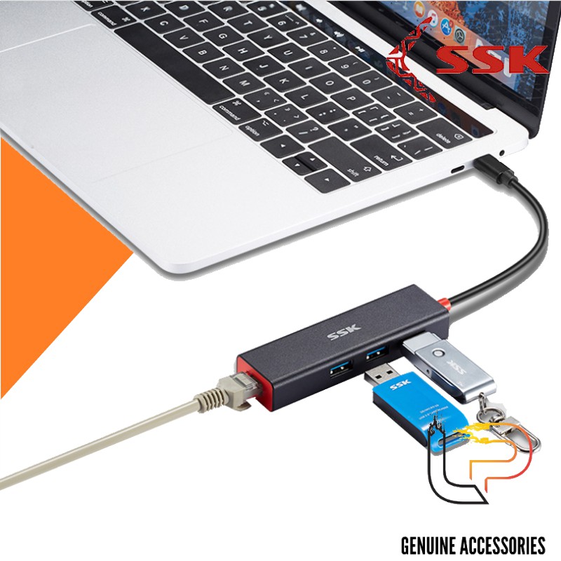 BỘ CHUYỂN TYPE-C RA 3 USB 3.0 + LAN SSK SHU-C540 - HUB TYPE-C TO 3 PORT USB 3.0 + LAN SSK SHU-C540