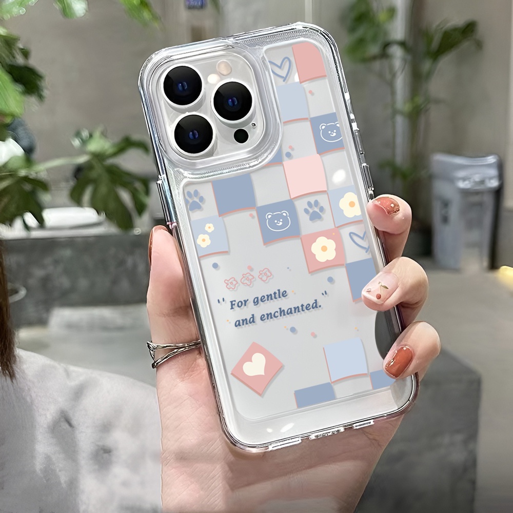 Ốp Điện Thoại Trong Suốt Họa Tiết Kẻ Ô Không Gian Cho iphone 14 Pro Max Plus 13 11 12 7Plus X XR XS Max 7 8 SE 2020