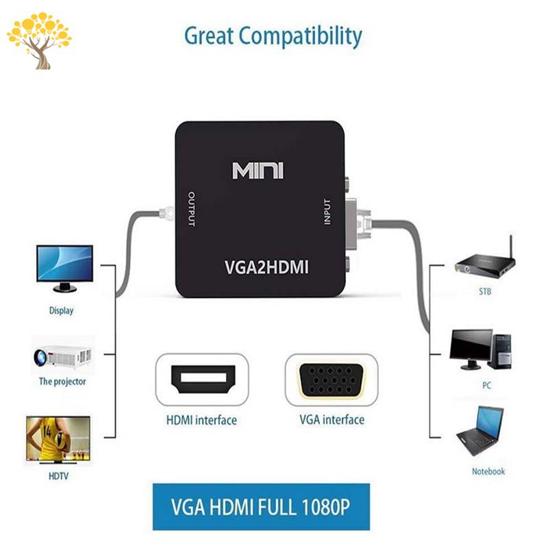 DVD Hộp Chuyển Đổi Vga Sang Hdmi 1080p Hd Hdtv Video Audio Cho Pc Laptop