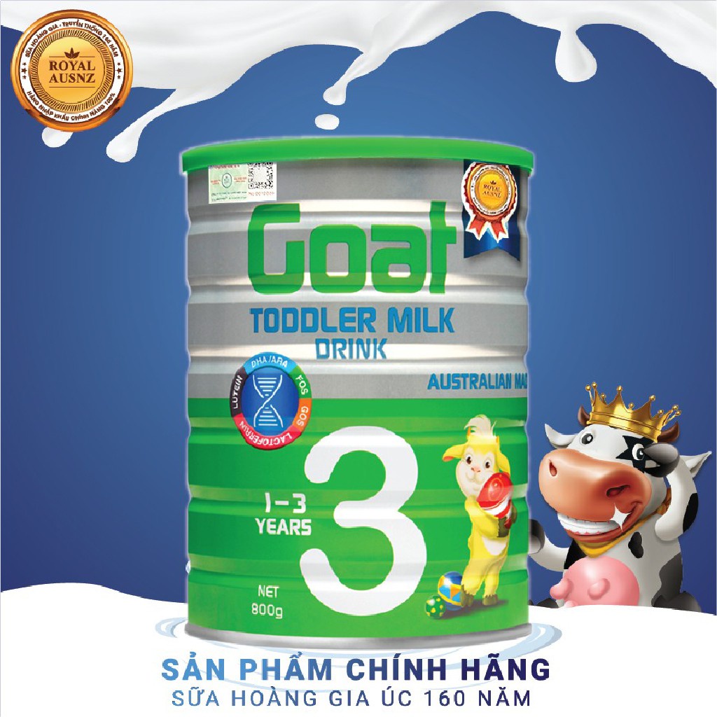 Combo 3 Hộp Sữa Dê ROYAL AUSNZ Goat Toddler Milk 3 Hỗ Trợ Tiêu Hóa, Tăng Cường Hệ Miễn Dịch 800g/hộp