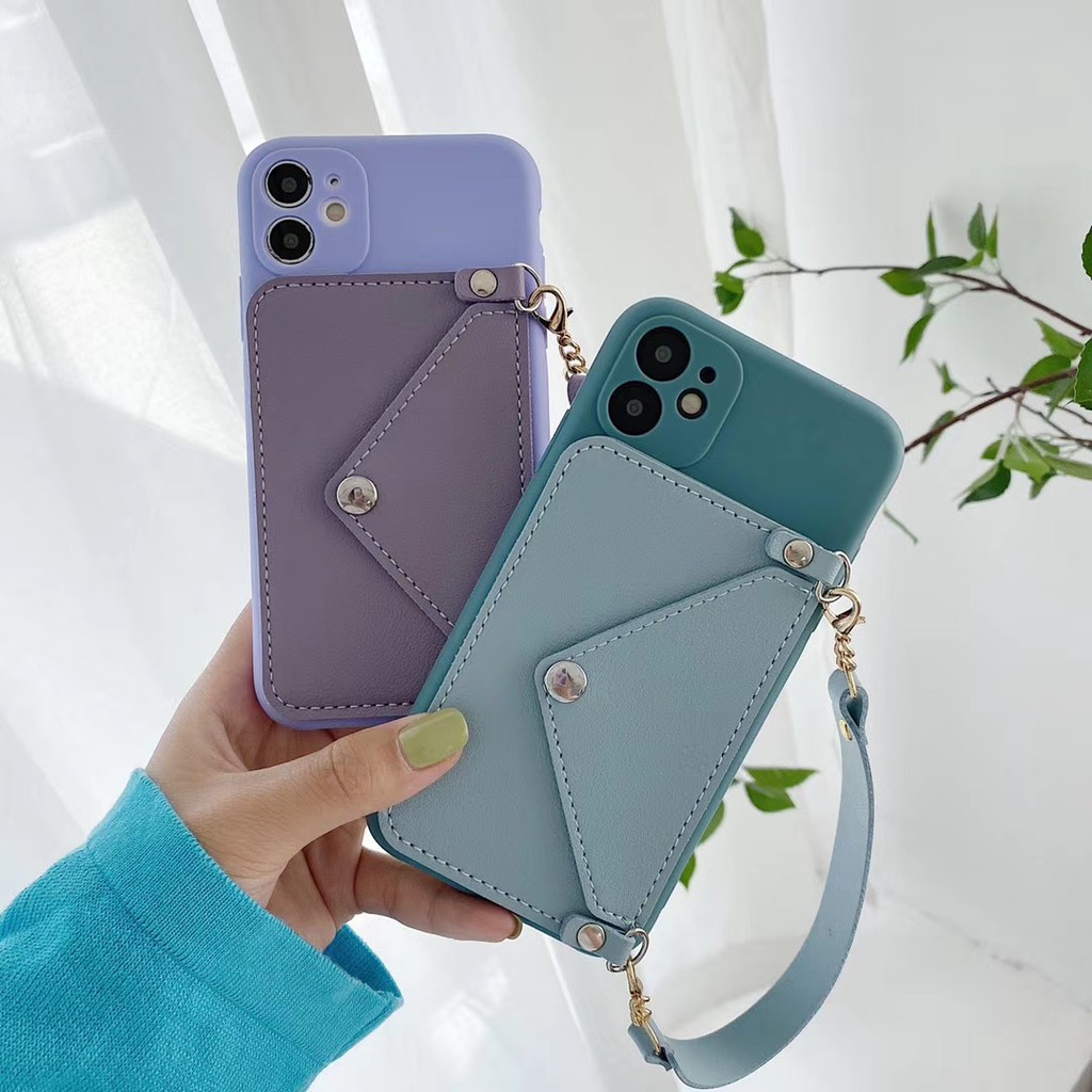 Ốp điện thoại TPU mềm có dây xích cho iPhone 7 8 plus X Xs Xr Xs Max 11 11 Pro 11 Promax 13 pro max 12 pro max