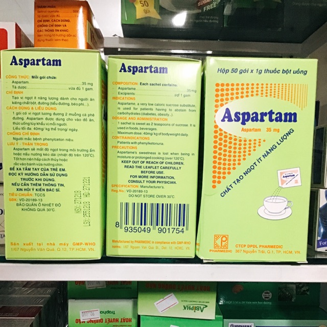 Aspartam hộp 50 gói đường ăn kiêng dành cho người tiểu đường, béo phì giá tốt