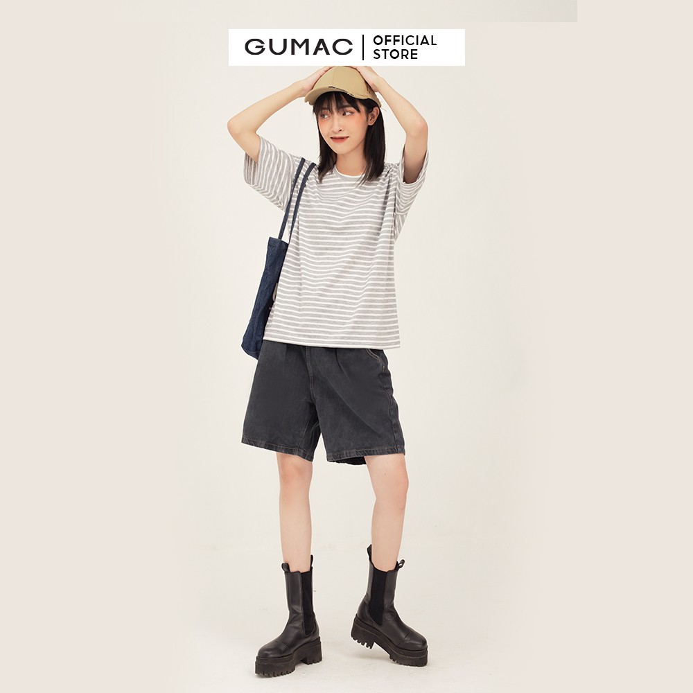 Áo thun nữ sọc ngang cơ bản GUMAC phong cách basic, năng động ATB344