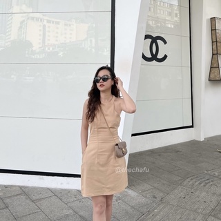 ĐẦM LINEN CHIẾT EO CÓ TÚI 2 BÊN