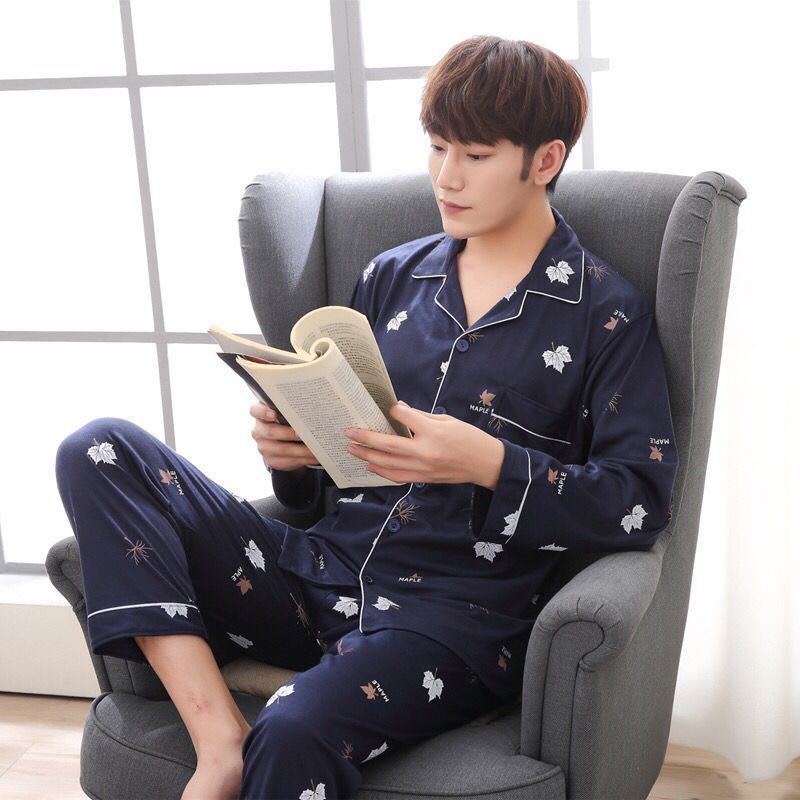 Bộ đồ ngủ pajamas tay dài họa tiết thời trang dành cho nam