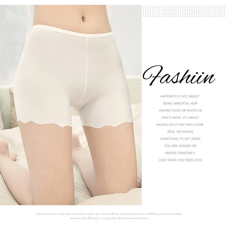 Women Ice Silk Safety Pants Rippled edge Solid Color Shorts