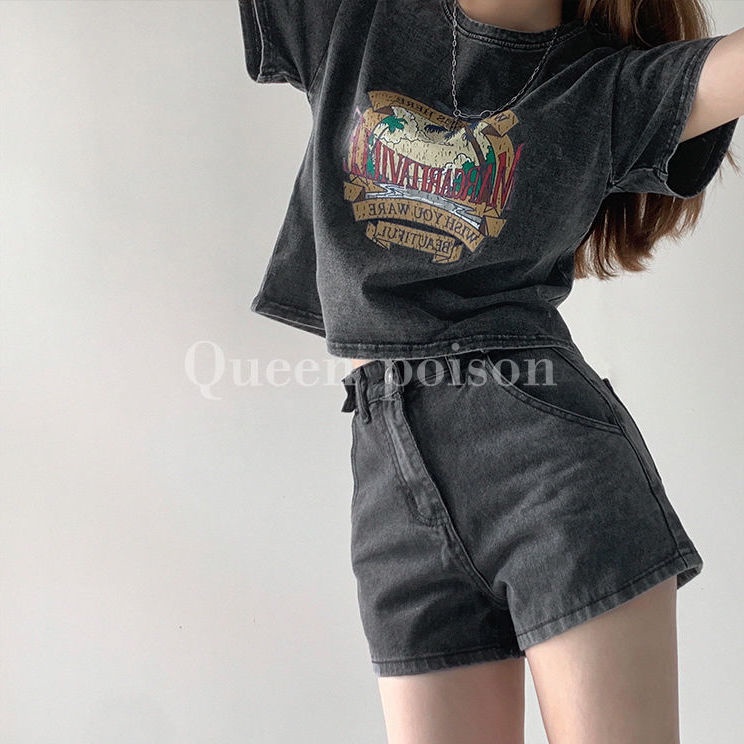 Áo Thun Nữ Tay Ngắn Kiểu Retro Phong Cách Âu Mỹ Thời Trang