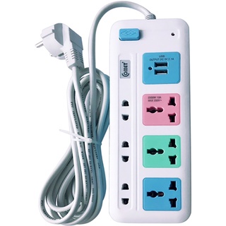 Ổ cắm nối dài đa năng ces4333 comet 3 ổ cắm đa năng, 3 ổ cắm hai chấu và 2 ổ usb