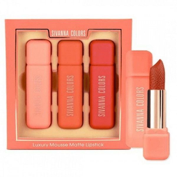 Set son Sivanna In The Peach Luxury Mousse Matte Lipstick HF6028 4gx3